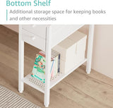 White Small Desk with Drawers - 40 Inch Computer Desk for Small Space Home Office, Modern Simple Study Writing Table PC Desks