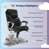 Serta Bryce Executive Office Chair, Ergonomic Computer DeskChairs with Patented AIR Lumbar Support, Comfy Body Pillows, Black