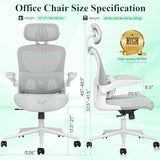SUNNOW Ergonomic Office Chair, Comfy Mesh Desk Chair, High Back Computer Gaming Chairs with Adjustable Lumbar Support, Flip-Up Arms