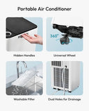 EUHOMY Portable Air Conditioners 8,000 BTU, Cools Up to 350 Sq.Ft, 4-in-1 Portable AC Unit with Cool, Fan, Dehumidifier Sleep Modes, 24H Timer, Remote, Window Installation Kit for Bedroom Living Room