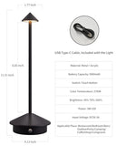 Modern Cordless Table Lamp Set of 2, Portable LED Desk Lamps