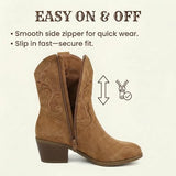 Cowboy Boots for Women Cowgirl Boots Women Short Side Zip Embroidered Tan