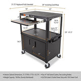 AV Cart with Locking Cabinet | Height Adjustable Utility Cart with Pullout Keyboard Tray & Cord Management
