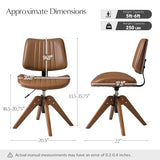 HULALA HOME Faux Leather Home Office Chair with Solid Wood Legs
