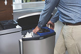 Rubbermaid Commercial Slim Jim Stainless Steel Front Step-On Wastebasket, 24 gal, Black Trim