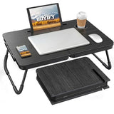 Foldable Laptop Bed Desk for Couch, Sofa - Large Lap Desk Tray Table with Cup Holder and Tablet Slot