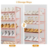 NEYCIL Large Shoe Rack 8 Tier Shoe Organizer, Heavy Duty Metal 4-Tier Stackable Shoe Storage Vertical Shoe Rack for Closet Front Door Entrance, Up to 50 Pairs, 44.8" W x 11.4" D x 56.7" H, Pink