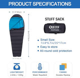QEZER Down Mummy Sleeping Bag for Adults, 54°F to 28°F Warm Weather Lightweight Compact for Camping Backpacking Hiking, Outdoor Sleeping Bag with 600 Fill Power Down