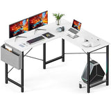 DUMOS L Shaped Desk Computer Gaming Corner Table 50 Inch Home Office Writing Student Work PC Workstation with Side Storage Bag
