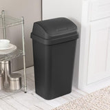Sterilite Swing Top Wastebasket, Trash Can, 13 Gallon, Black, 16-Pack