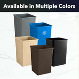 35 Gallon Square Commercial Trash Can, Heavy-Duty Plastic Waste Bin for Home