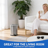 SIMPLYKLEEN Bathroom Trash Can with Lid - 2PC 1.3 Gallon Oval Small Trash Can