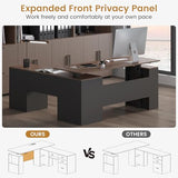 JOMEED 63" L Shaped Executive Standing Desk with Power Outlets and Privacy Panel