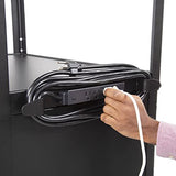 Line Leader AV Cart w/Locking Cabinet, Black Metal Utility Cart with Storage Shelf - Height Adjustable (Black, 24in x 18in)