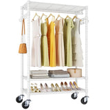 VIPEK R3 Rolling Clothing Rack Heavy Duty Garment Rack for Hanging Clothes, Portable Closet Wardrobe with Wheels and Side Hooks, White
