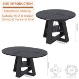 43.3in-59in Extendable Round Conference Table for 4-6 People,Wooden Oval Meeting Room Table with Removable Leaves,Space Saving,Office Table with Storage Shelf for for Office Conference Room