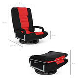 Best Choice Products Swivel Gaming Chair 360 Degree Multipurpose Floor Chair Rocker for TV, Reading, Playing Video Games - Black/Red