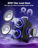 YIER Party Bluetooth Speaker:80W Peak Large Stereo Sound for Outdoor,Deep Bass,TWS,Loud with Lights,Portabe Wireless Big Speakers with Long Playtime,House,Projector,Movie