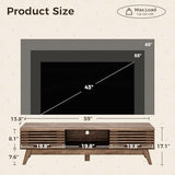 AODK 59" TV Stand for 55"/60"/65" TVs, Mid-Century Modern Fluted Entertainment Center with Sliding Doors, Storage Cabinets & Media Console Table, Living Room & Bedroom, Walnut