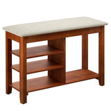 FAGAGA Shoe Rack Bench, Solid Wood Entryway Bench with Cushion and Flip-Top Storage, Adjustable Shelf, Shoe Organizer Bench for Front Door Entrance, Hallway, Living Room, Mudroom (Beige, 31.5" L)