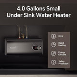 Ranein 4 Gallon Electric Mini Tank Water Heater, 120V 1440W Point of Use Small Instant Updated Model Hot Water Heater, Under Sink, Floor Mounted, for Under Sink, RV, and Compact Spaces