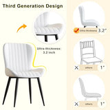 Dining Chairs Set of 4,White Leather Dining Chair Upholstered