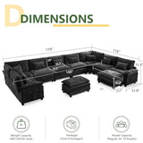 Oversized Modular Sectional Sofa Set, Convertible Deep Seat Cloud Couch with Ottoman