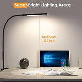 ShineTech LED Desk lamp with Clamp, Eye-Caring Clip Lights for Home Office, 3 Colors Full Brightness, Flexible USB Adapter Table Lamp, Black