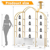 Semoic Arched Bookshelves and Bookcases: Triple Wide 5-Tier Large Open Bookshelf