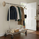 Raybee 75" W Heavy Duty Clothes Rack, 530 LBS Clothes Racks for Hanging Clothes, Rolling Clothing Rack with Wheels, Metal Garment Rack for Bedroom