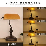 Liylan Banker Desk Lamp Touch Control, Vintage Banker's Desk Lamp with USB Port, 3 Way Dimmable Desk Lamps