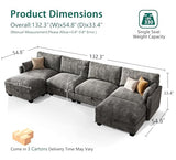 Modular Sectional Sofa, 132" U Shaped Couch with Storage, Chenille