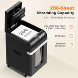 Bonsaii 200-Sheet Auto Feed Paper Shredder, 60-Min Nonstop Heavy Duty Shredders for Office