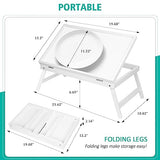 Lap Desks Bed Table White Breakfast Tray with Folding Legs Kitchen Serving Tray for Notebook Computer Bed