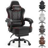 GTPLAYER Gaming Chair, Computer Office Chair with Pocket Spring Cushion, Linkage Armrests, Comfortable Leather Computer Chair, Black & Red