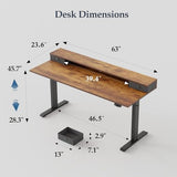 63 Inch Electric Standing Desk with Drawers, Adjustable Height Small Sit Stand Desk for Home Office