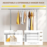 Raybee 75" W Heavy Duty Clothes Rack, 530 LBS Clothes Racks for Hanging Clothes, Rolling Clothing Rack with Wheels, Metal Garment Rack for Bedroom