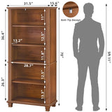 SAVOR LIFE 70" Tall Brown Bookshelf,5 Tier Wooden Book Shelf