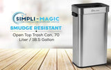 SIMPLI-Magic 18.5 Gallon (70L) Open Top Trash Can – Rectangular Commercial Trash Can – Smudge-Resistant