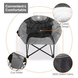 Northroad Folding Compact Camping Moon Chair, Outdoor Padded Saucer Round Chair w/Cup Holder Supports up to 300 lbs for Beach Hiking Fishing Picnic Lawn,Black
