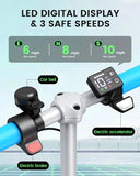 Gyroor H40 Kids Electric Scooter, 180W Motor, Up to 10 MPH, LED Display & Colorful Lights, Adjustable Height, for Boys & Girls Ages 8-12, Great Birthday Gift,H40-Blue