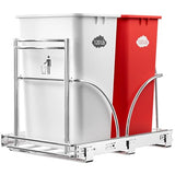 Under Sink Trash Can Heavy Duty Pull Out Trash Can Under Cabinet, Fits 2x35Qt (7-9 Gal) Commercial Trash Cans Cabinet Trash Bin