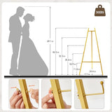 Gold Metal Easel Stand for Sign, Heavy Duty Folding Easel for Wedding Welcome Sign, Decorative Easel for Mirror, Art, Photo
