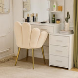 VINGLI Petal Makeup Vanity Chair with Back,Flower Cute Girls Desk Chair Comfy No Wheels