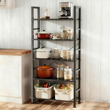 SageNest 5-Tier Bookshelf, Free Standing Wooden Bookcase with Open Storage Shelves with Metal Frame, Black