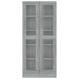 Rustic Gray Oak Bookshelf with Doors - 186 cm Freestanding Storage Unit for CDs, Books & Decor - Ideal Sideboard for Living Room & Home Office