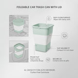 Collapsible Car Trash Can with Lid, 4L Foldable Cup Holder Garbage Bin