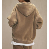 Talakeno Mens Womens Fleece Hoodies Sweatshirt Double Zip Up Oversized Acid Wash Hoodies Winter Vintage Cotton Sweatshirt(Brown,XL)