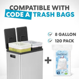 Gallon Rectangular Hands-Free Dual Compartment Recycling Kitchen Step Trash Can with Soft-Close Lid