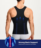 TAILONG Slim Fit Men Undershirt Body Control Compression Shaper Waist Cinching Girdle Tank Top Vest (XL, Black)
